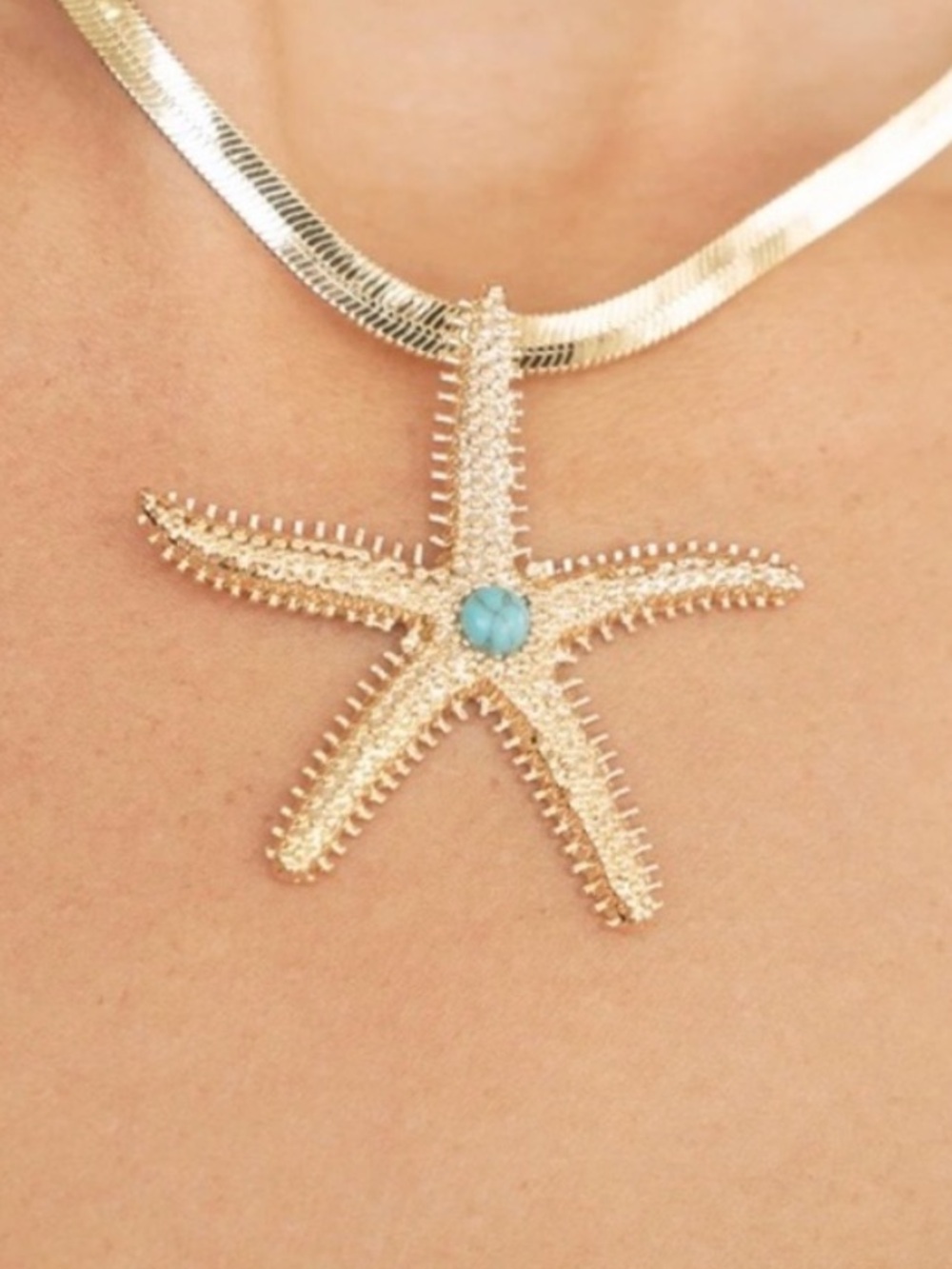 Ettika Starfish Necklace in 18K Gold Plate with Turquoise. New!